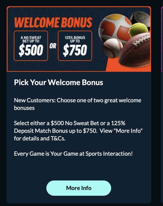 Sports Interaction welcome bonus options